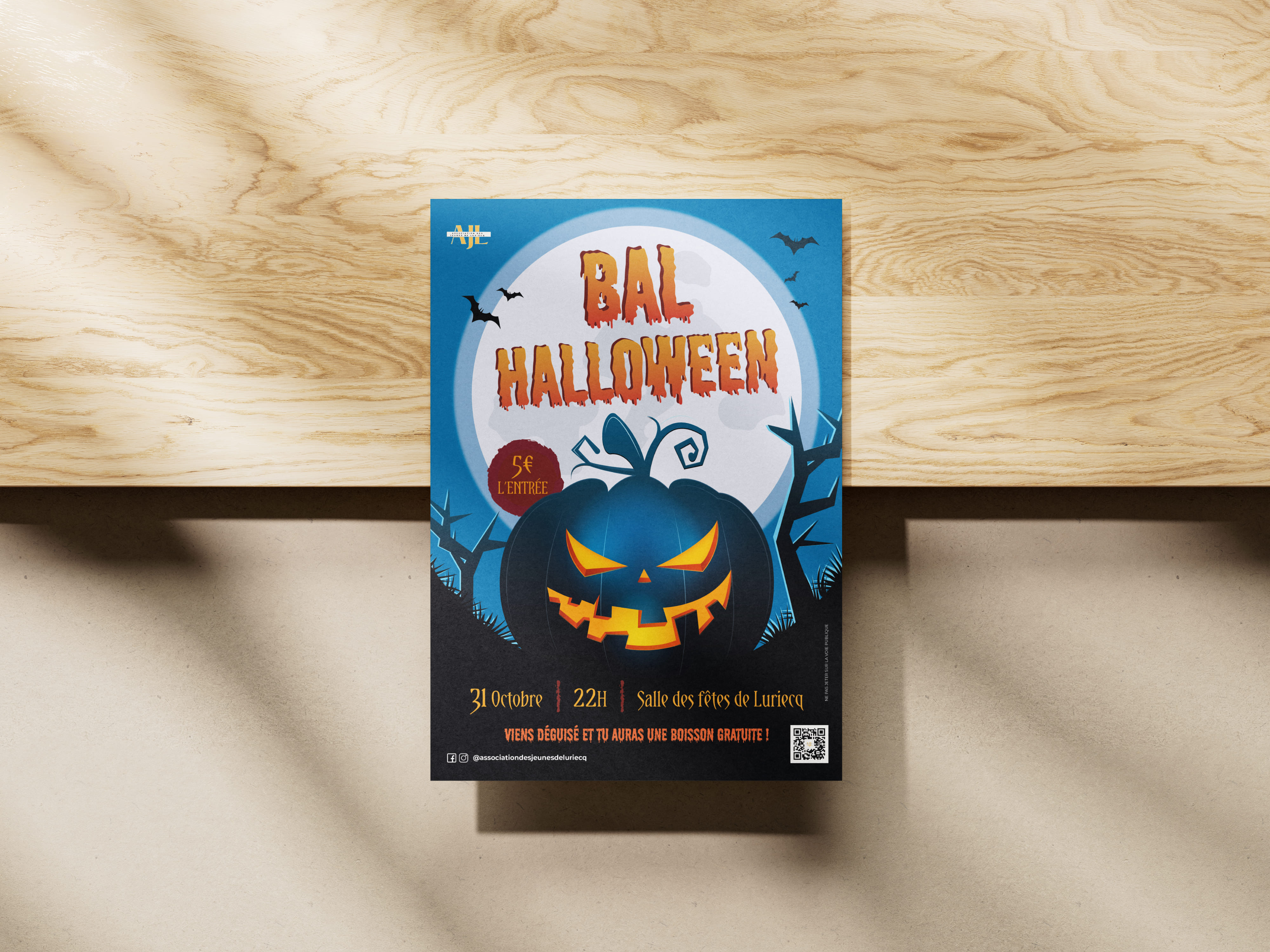 Affiche du bal Halloween de l'Association des Jeunes de Luriecq