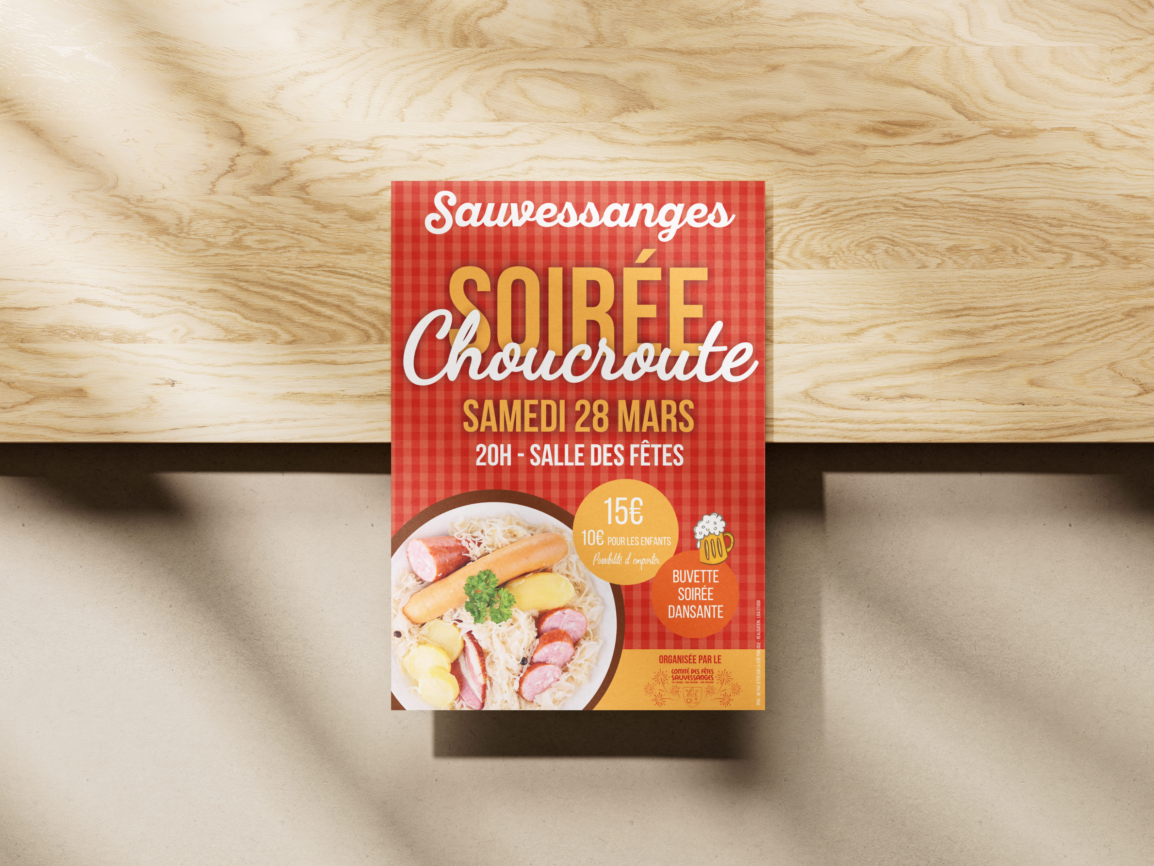 Affiche de la soirée choucroute du Comité des Fêtes de Sauvessanges