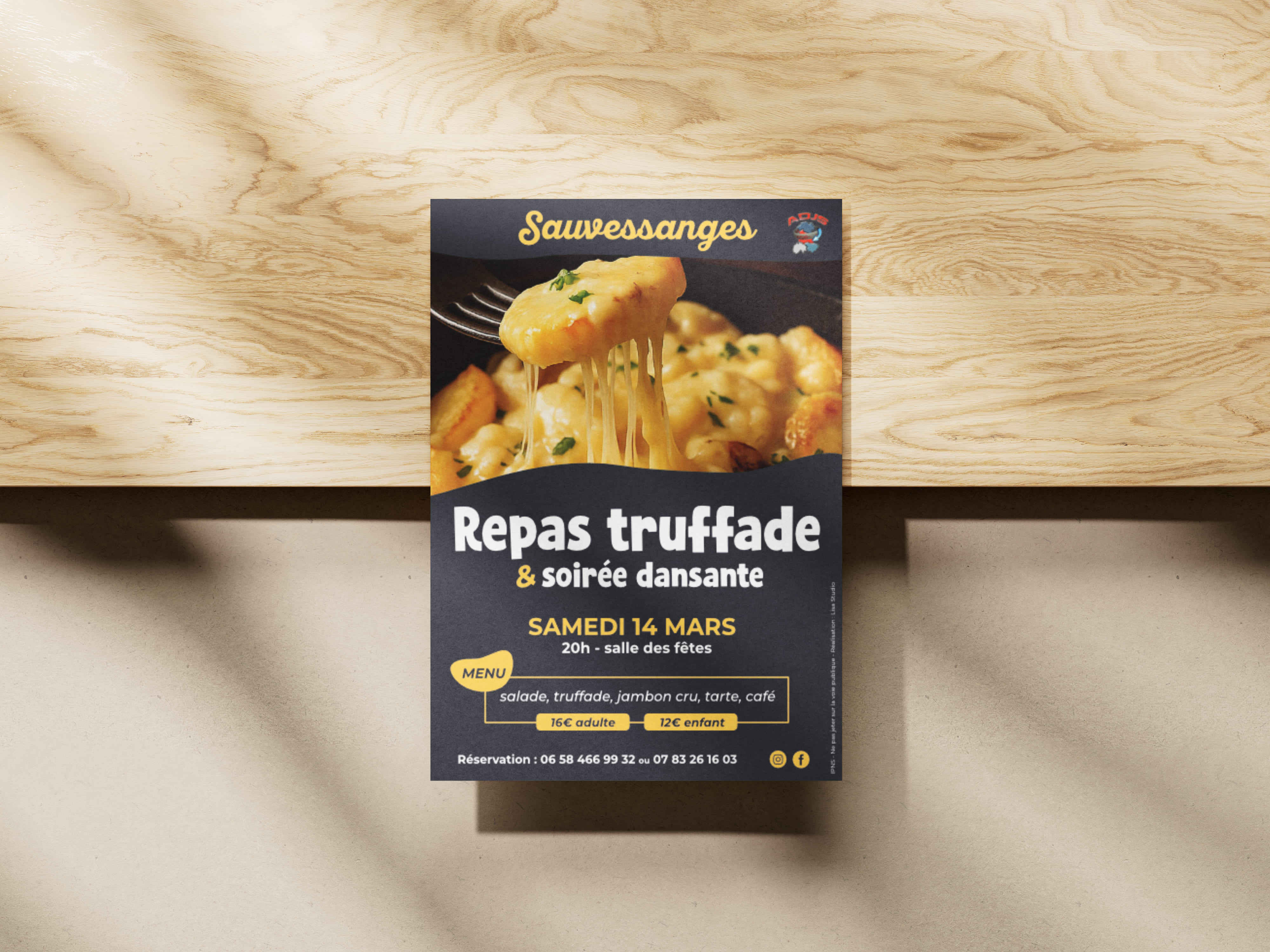 Affiche de la soirée truffade de l'Association des Jeunes de Sauvessanges