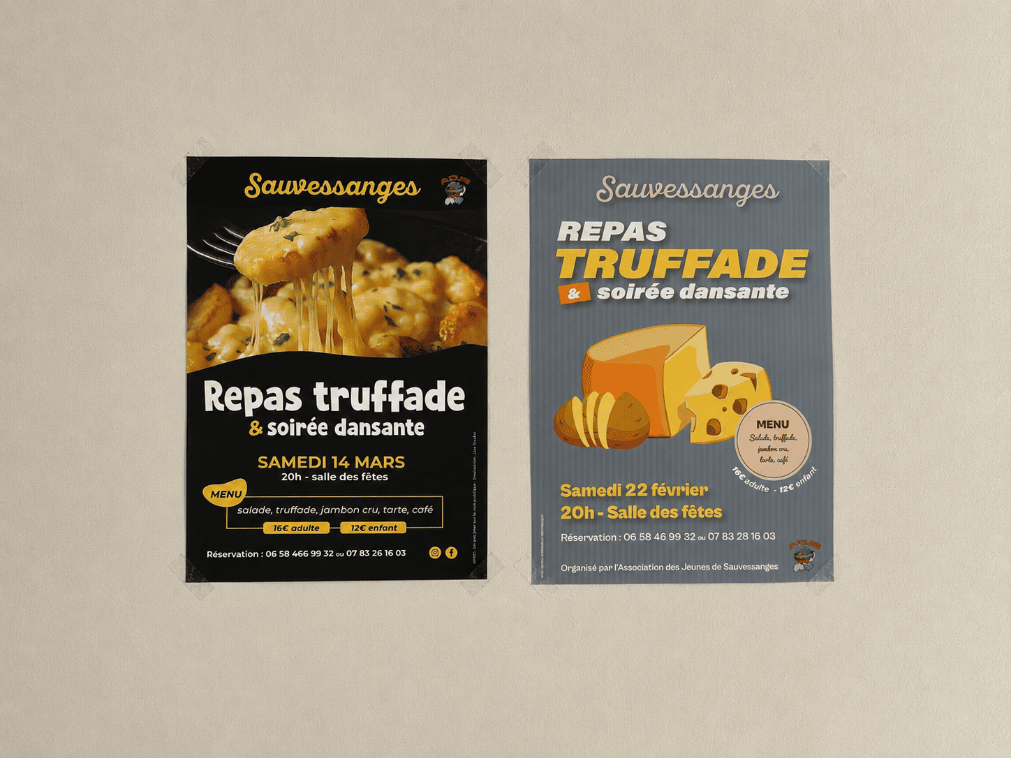 Affiches créées pour l’Association des jeunes de Sauvessanges