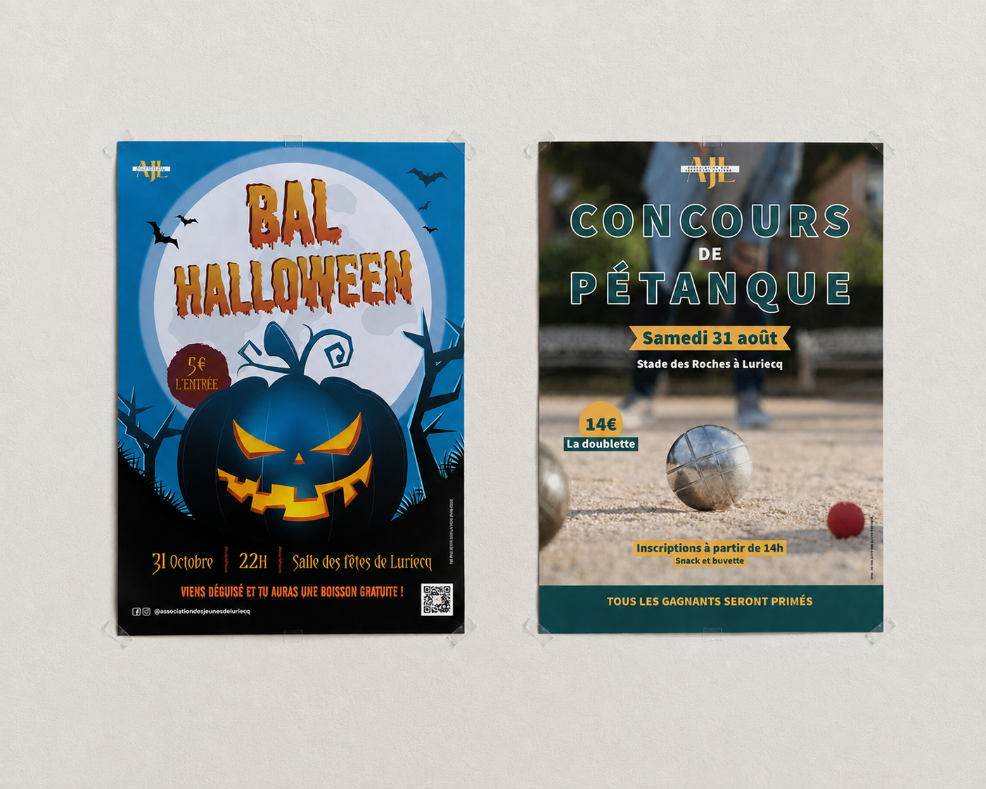 Affiches événementielles créées pour l’Association des jeunes de Luriecq